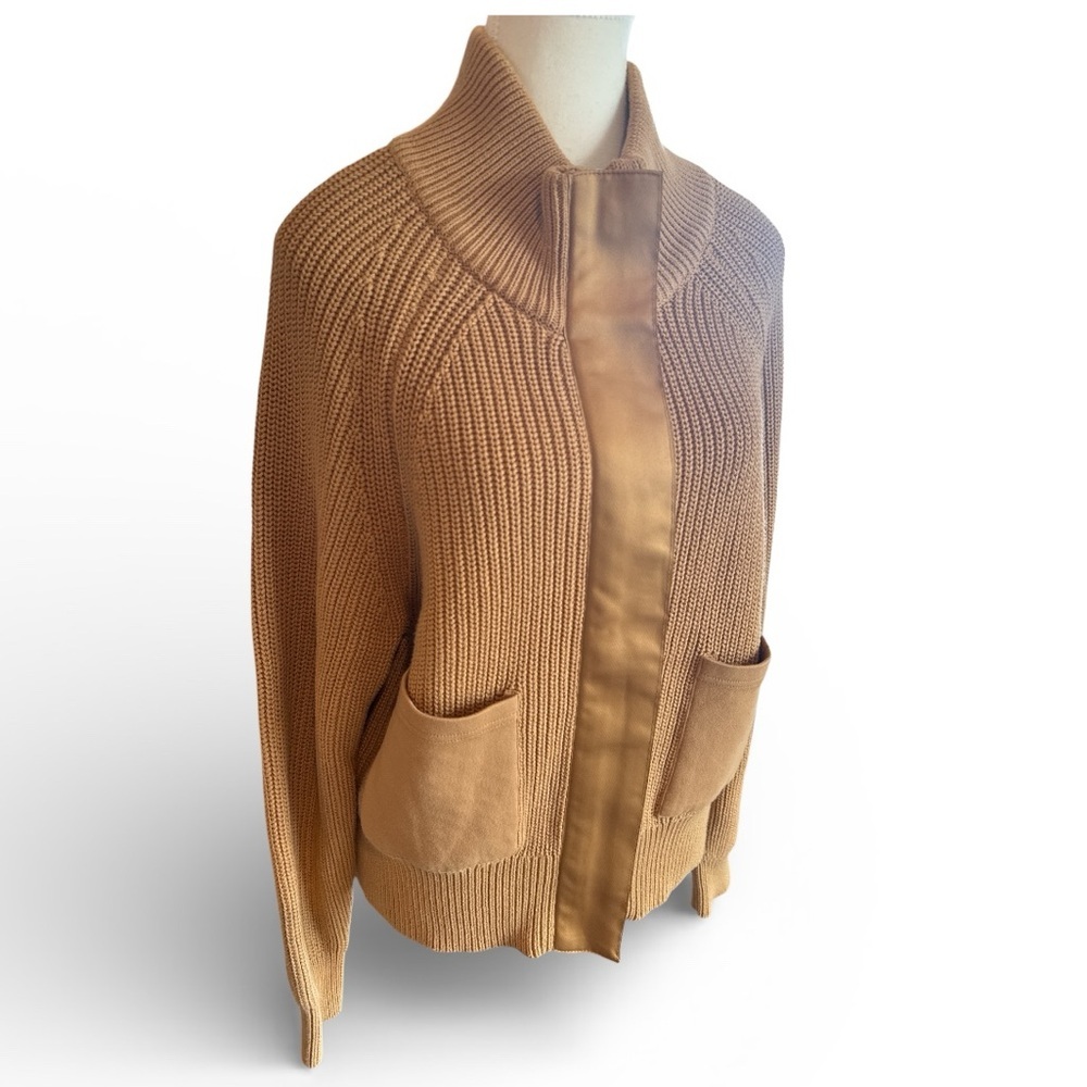 Varley Delfern Jacket Iced Coffee Zip Knit Sweater Coat M - Picture 6 of 10